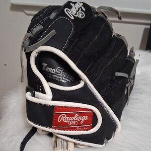Rawlings Black and White Baseball Glove with Red Logo